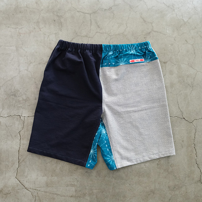 久留米絣のアウトドアショーツ LIGHTGRAY x NAVY