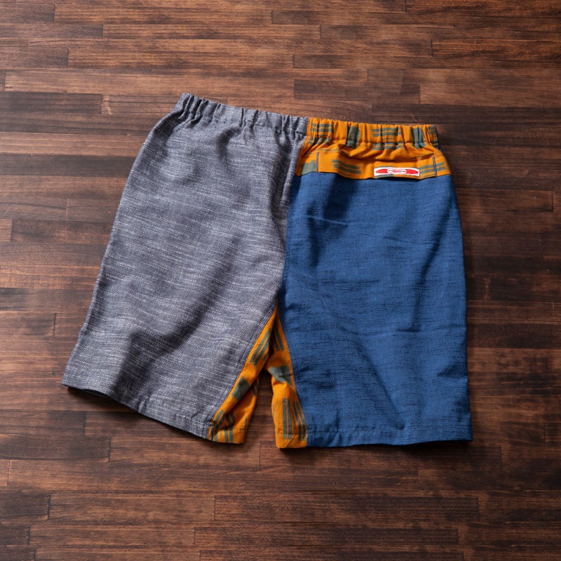 久留米絣のアウトドアショーツ BLUE × GRAY
