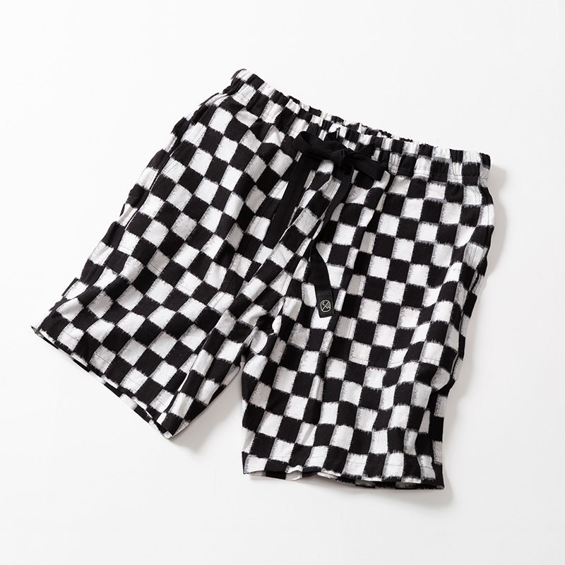 久留米絣のアウトドアショーツ ICHIMATSU BLACK