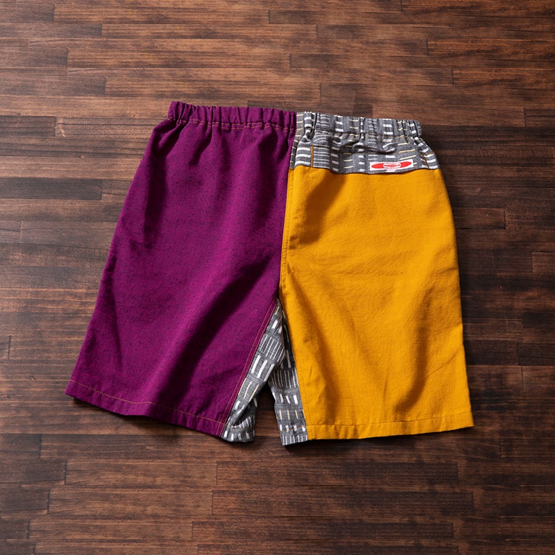 久留米絣のアウトドアショーツ PURPLE × MUSTARD